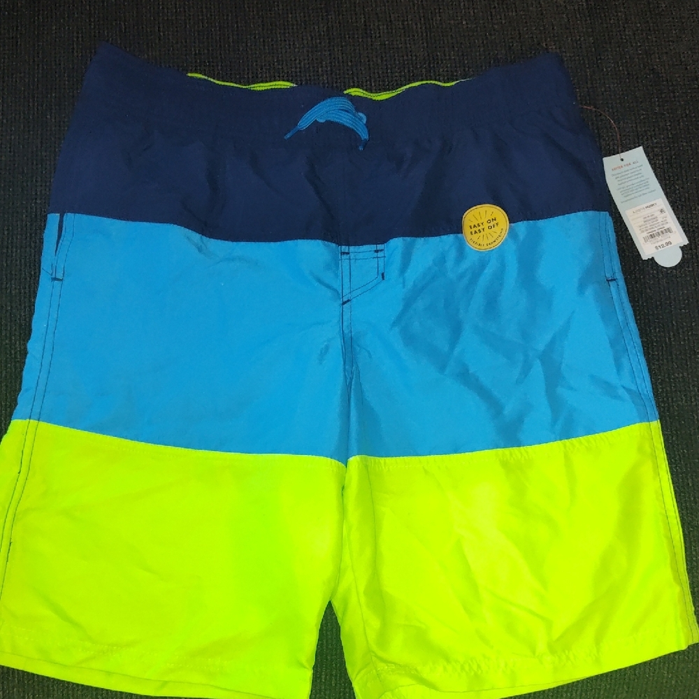 Cat & Jack Blue and Yellow Kids Swim Trunks
